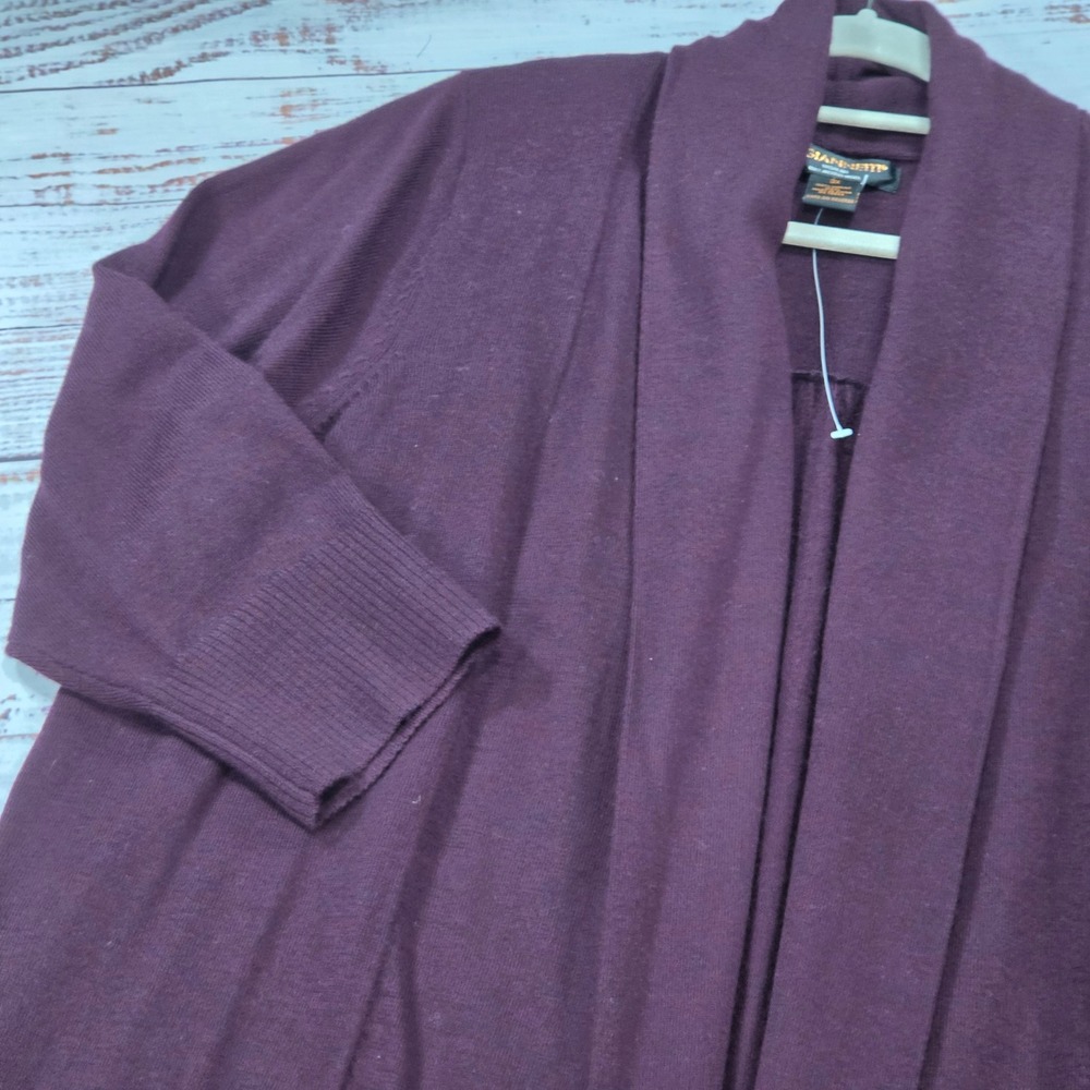 A. Giannetti Cardigan Women 3X Purple NEW 100% Merino Wool Open Front Shawl